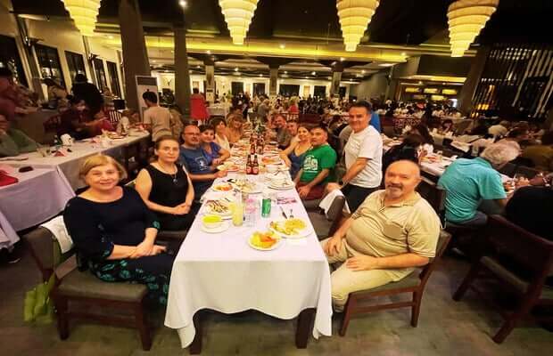 Dinner group at dance show place